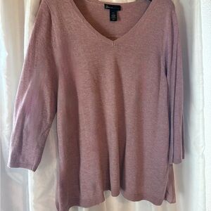 Lane Bryant Lilac Lavender Pink Super Soft  V-Neck Top Blouse Pleated 18/20